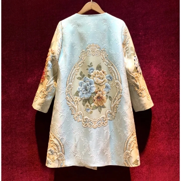 ♥️NWT Stunning Jaquard Embroidery  Beads, Coat. L - Picture 8 of 14